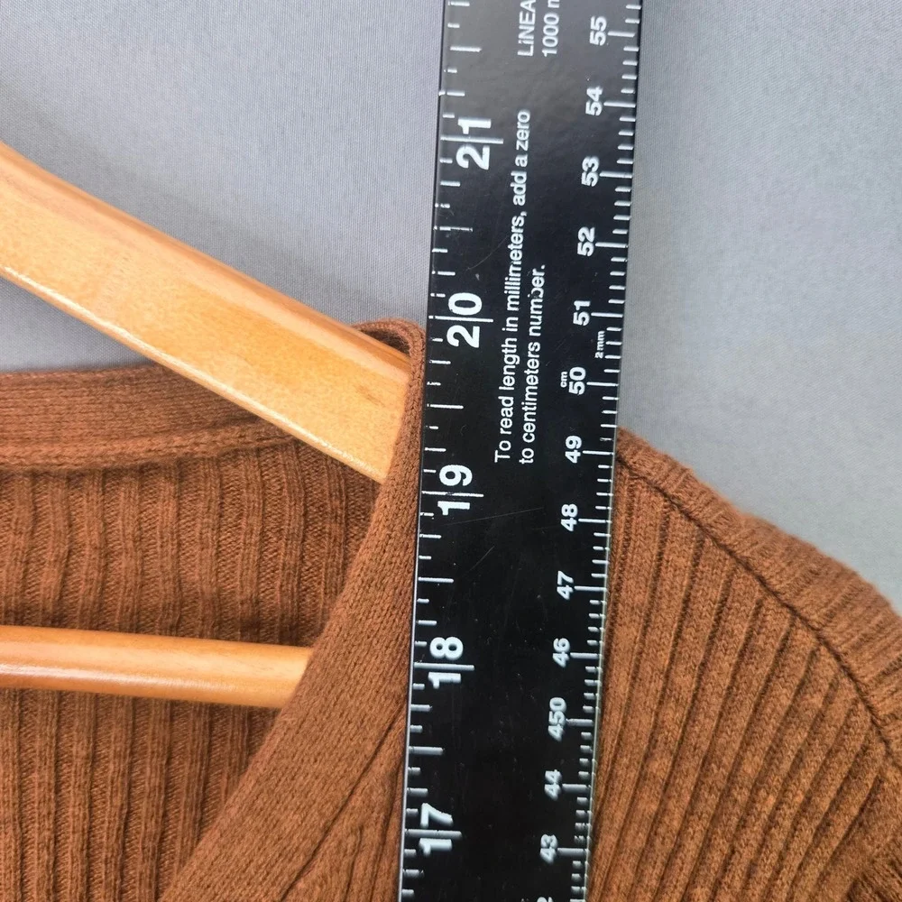 Old Navy Cardigan Sweater XL Brown Ribbed V-Neck Button Up Livaeco Knit Womens